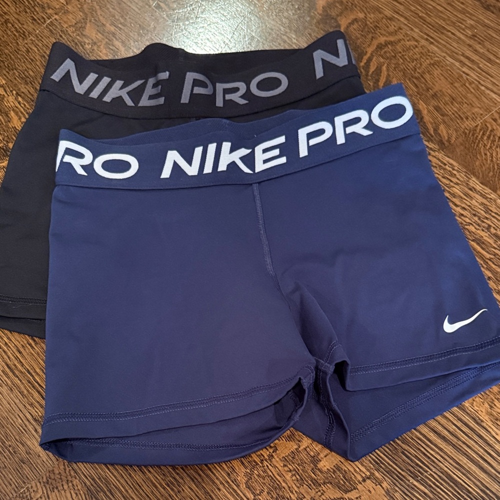 Nike Pro Black and Navy 3” Athletic Shorts